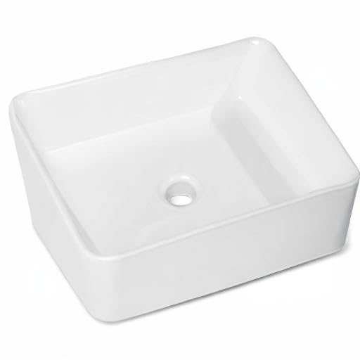 Kichae 16"x12" Vessel Sink Rectangle - Modern Above Matte Black Porcelain Ceramic Bathroom Vessel Vanity Sink Bowl Art Basin