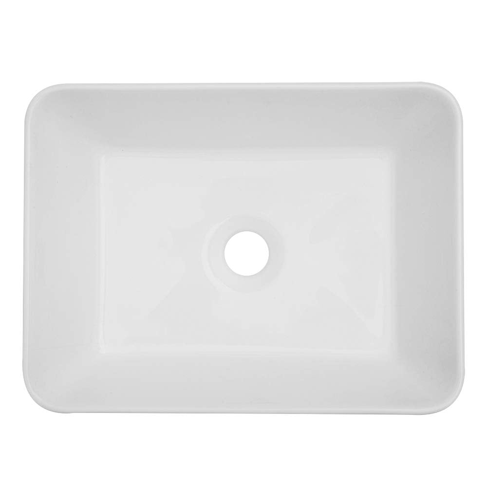 Kichae 16"x12" Vessel Sink Rectangle - Modern Above Matte Black Porcelain Ceramic Bathroom Vessel Vanity Sink Bowl Art Basin