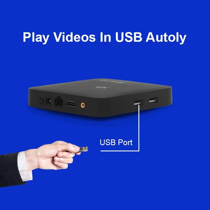 Smart Digital Signage Player with Non-Subscription CMS Software 7x24 Stable Auto Play Make TV Set Become LCD Display Andriod 4K Advertising Media Player(YM05)