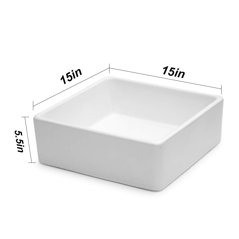 Kichae 16"x12" Vessel Sink Rectangle - Modern Above Matte Black Porcelain Ceramic Bathroom Vessel Vanity Sink Bowl Art Basin