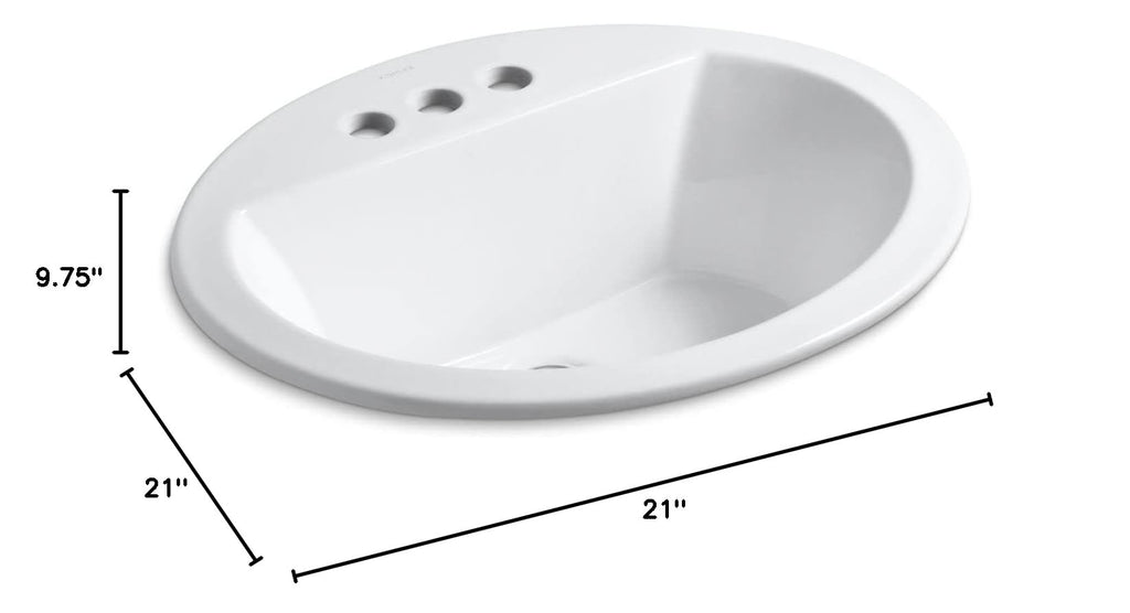 Kohler K-2699-4-7 vitreous China Drop-In oval Bathroom Sink, 21 x 21 x 9.8 inches, Black/Black