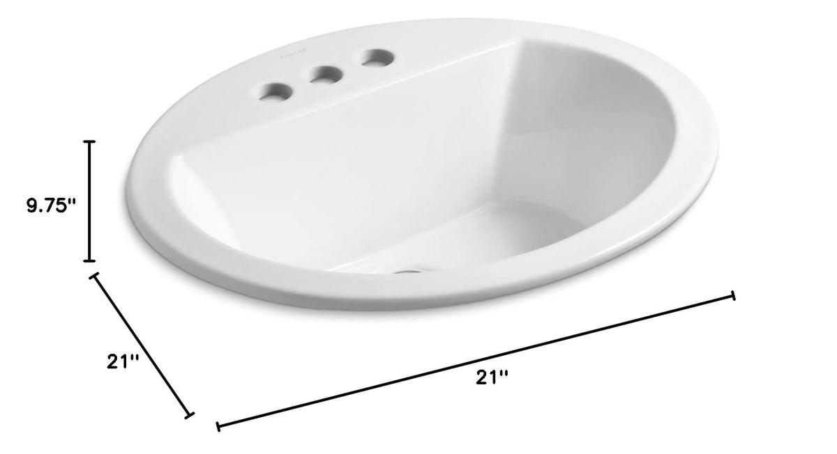 Kohler K-2699-4-7 vitreous China Drop-In oval Bathroom Sink, 21 x 21 x 9.8 inches, Black/Black