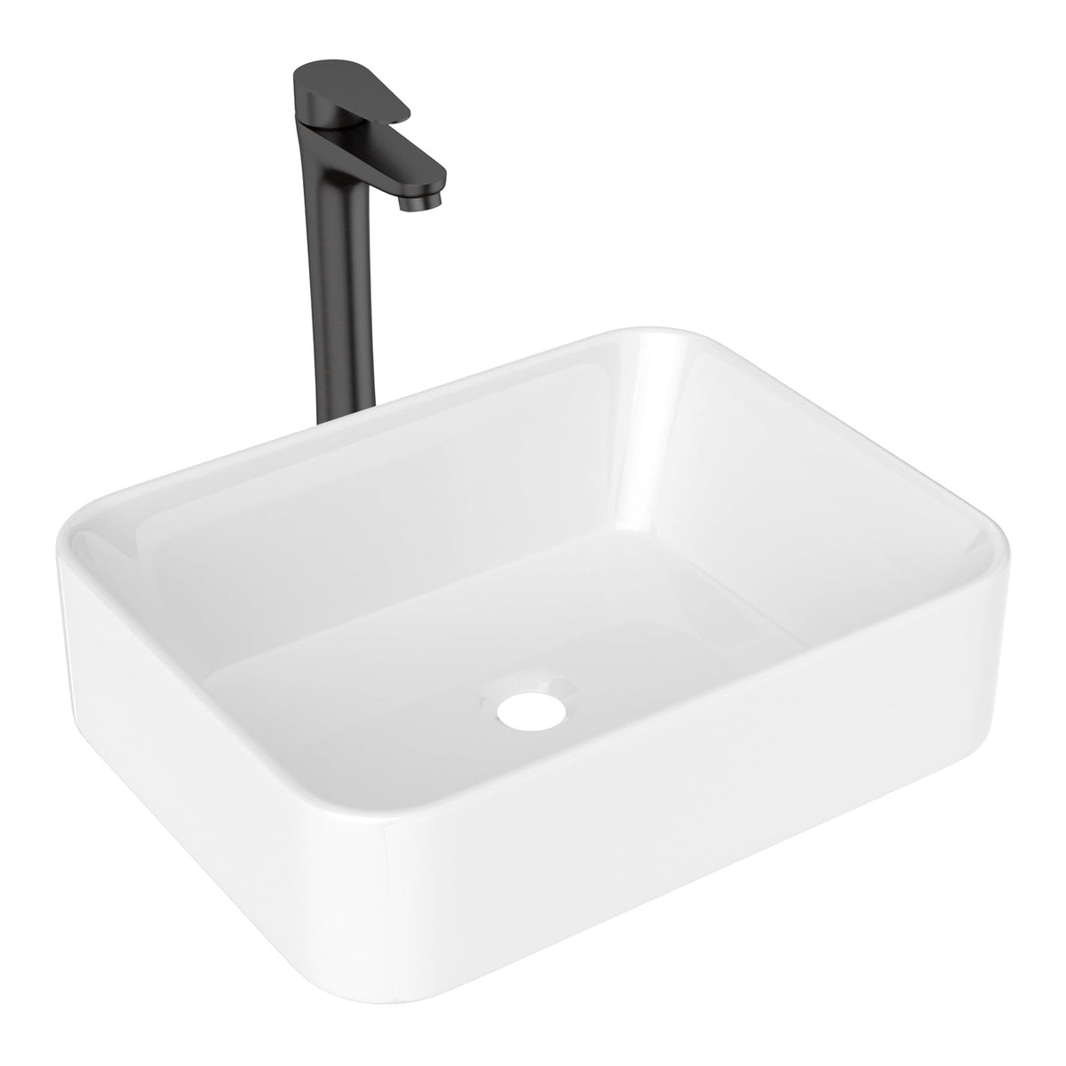 Lordear Wall Mounted Vessel Sink 16x11 Inch, U-Shape White Porcelain Bathroom Sink with Black Faucet and Support Pedestal Legs, Wall Hung Vanity Sink with Towel Rack for Small Bathrooms