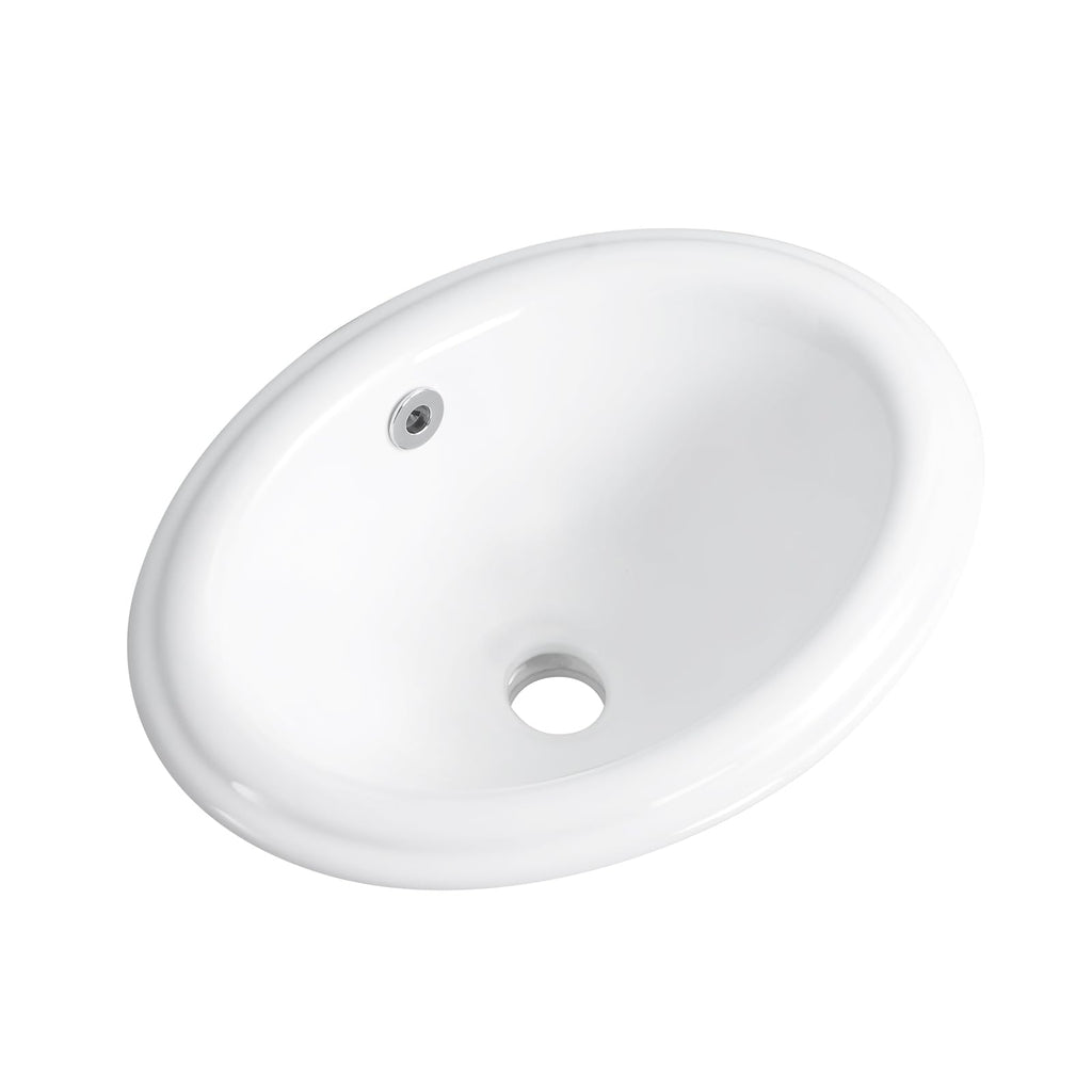 Bathroom Vessel Sink 16.7" X 12.6" Semi Recessed Bathroom Sink Rectangular Drop In Bathroom Sinks with Overflow White Ceramic Vessel Sinks for Bathroom Modern Above Counter Basin Vanity Sink