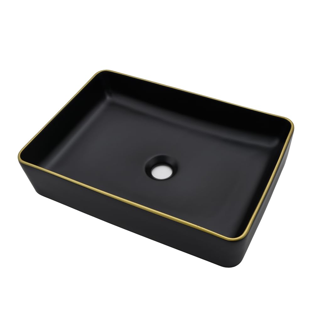 20 inch Black Vessel Sink Rectangular 20x14 Bathroom Above Counter