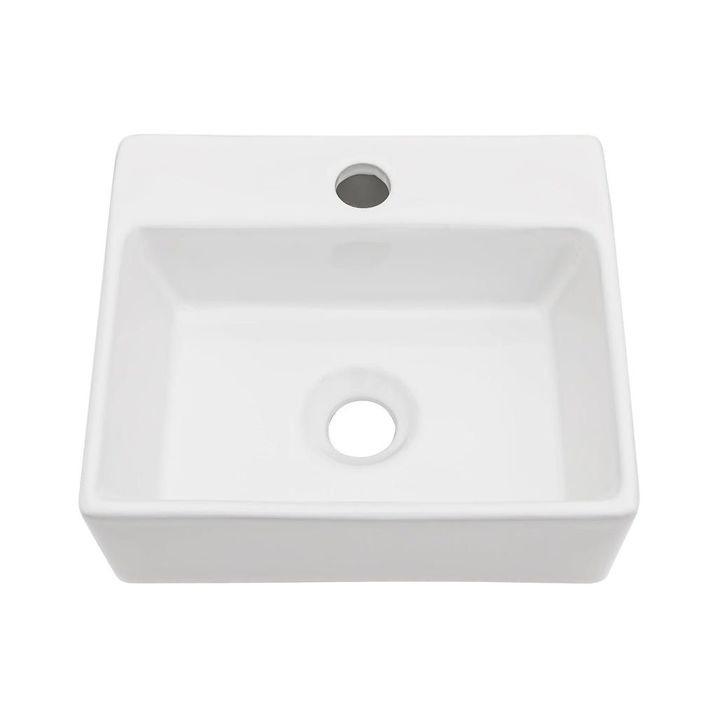 Kichae 16"x12" Vessel Sink Rectangle - Modern Above Matte Black Porcelain Ceramic Bathroom Vessel Vanity Sink Bowl Art Basin
