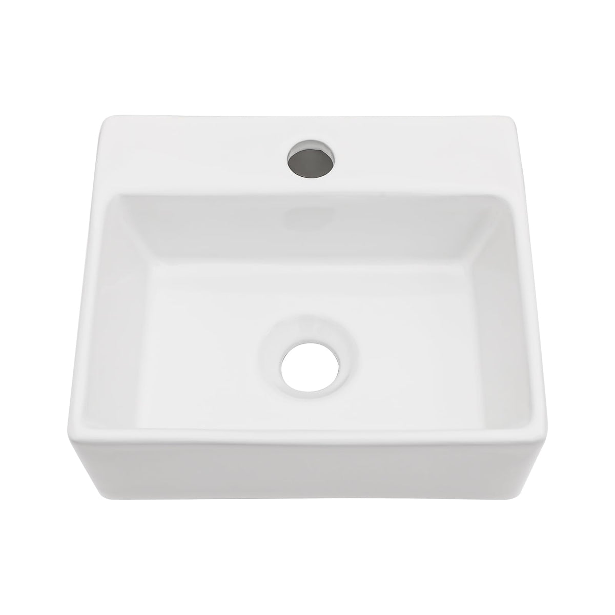 Kichae 16"x12" Vessel Sink Rectangle - Modern Above Matte Black Porcelain Ceramic Bathroom Vessel Vanity Sink Bowl Art Basin