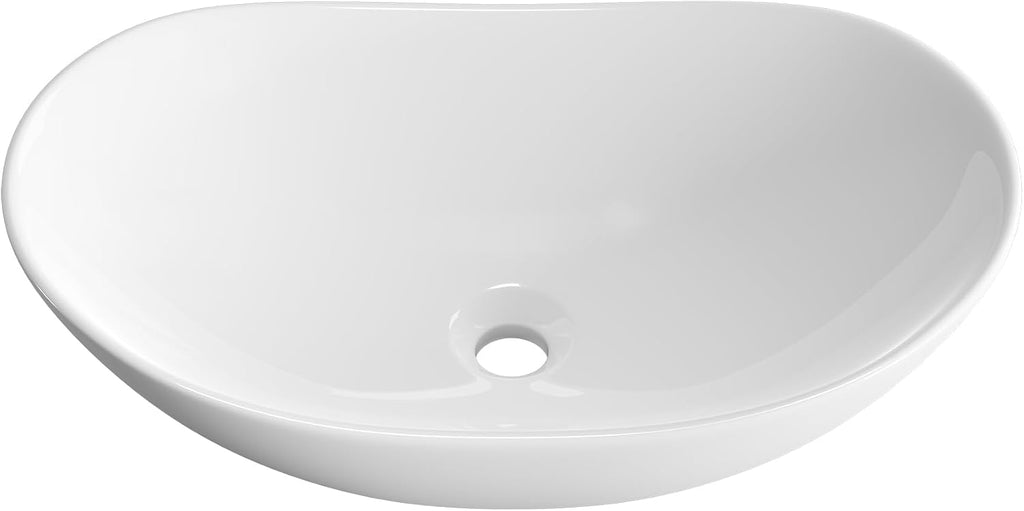 Large Bathroom Vessel Sinks: 24â³x14â³ Oval Bathroom Sink Bowl, Countertop Bathroom Sinks Ceramic Bathroom Vanity Sink Modern Vessel Sinks for Bathrooms