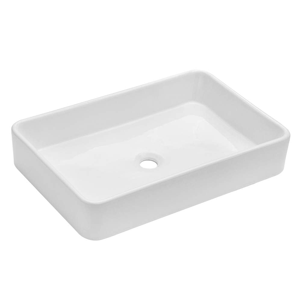 Kichae 16"x12" Vessel Sink Rectangle - Modern Above Matte Black Porcelain Ceramic Bathroom Vessel Vanity Sink Bowl Art Basin