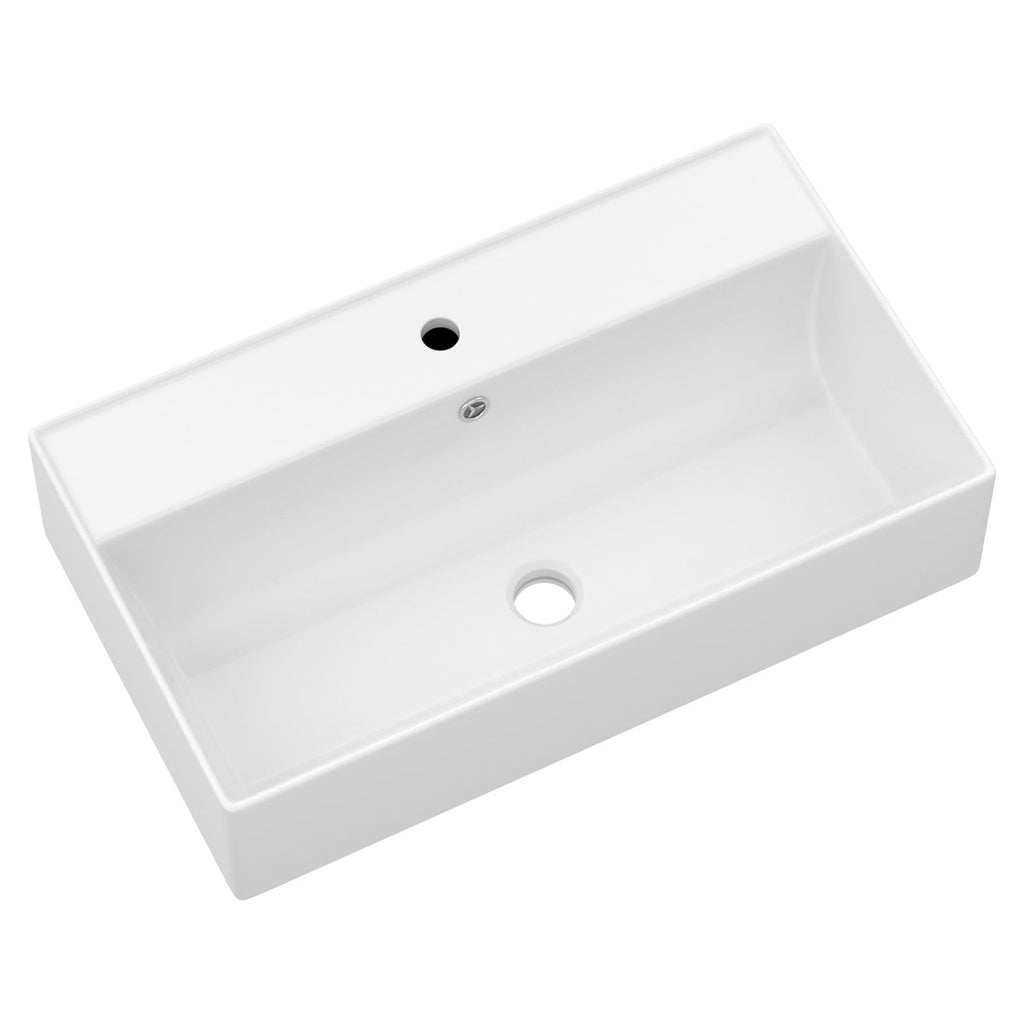 Kichae 16"x12" Vessel Sink Rectangle - Modern Above Matte Black Porcelain Ceramic Bathroom Vessel Vanity Sink Bowl Art Basin