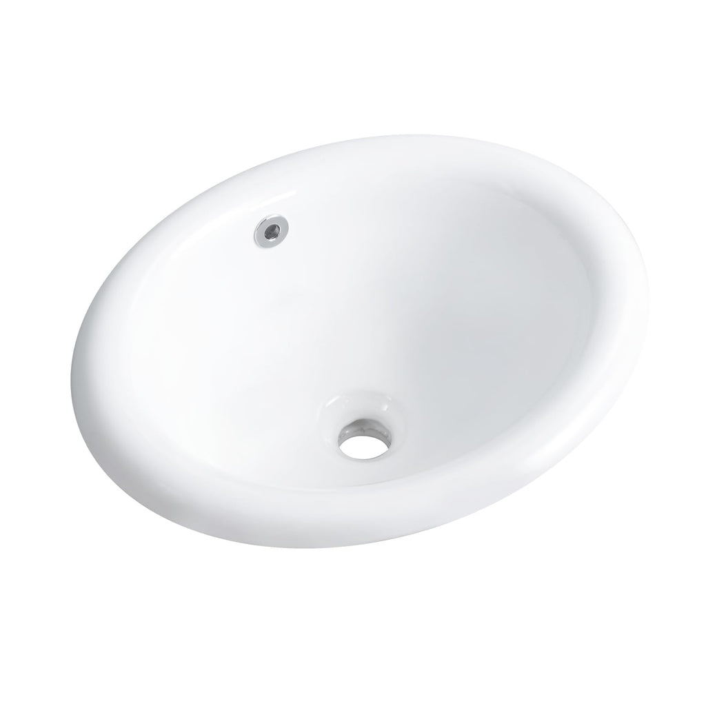 Bathroom Vessel Sink 16.7" X 12.6" Semi Recessed Bathroom Sink Rectangular Drop In Bathroom Sinks with Overflow White Ceramic Vessel Sinks for Bathroom Modern Above Counter Basin Vanity Sink