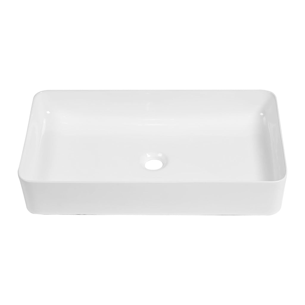 Sarlai Black Vessel Sink Rectangular - 24"x14" Modern Bathroom Vessel Sink Rectangle Above Counter Black Ceramic Porcelain Lavatory Vanity Sink Art Basin