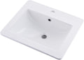 21x18 White Drop In Vessel Bathroom Sink Rectangular Ceramic