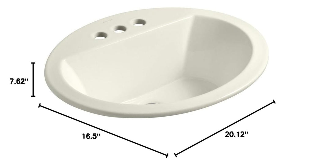 Kohler K-2699-4-7 vitreous China Drop-In oval Bathroom Sink, 21 x 21 x 9.8 inches, Black/Black