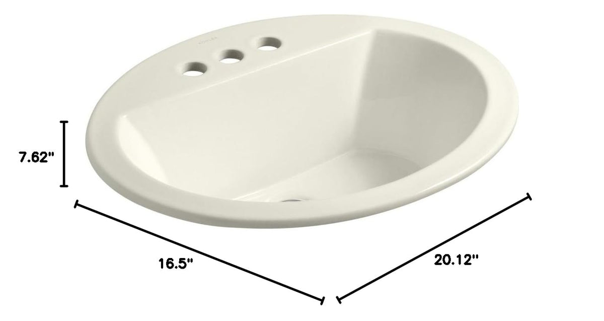 Kohler K-2699-4-7 vitreous China Drop-In oval Bathroom Sink, 21 x 21 x 9.8 inches, Black/Black