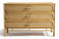 **Technische titel: Rieten dressoir met drievoudige lades in natuurlijk bamboe**