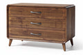 "Moderne Houten Ladekast met Drie Lades en Retro Design"
