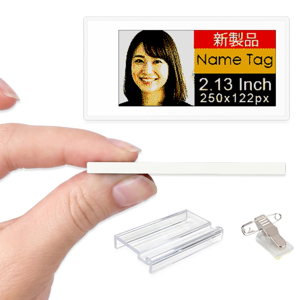 [Santek] EZ Sign NFC E-Paper Display â No Battery, Ultra-Thin 0.13â, Rewritable 4-Color Digital Display, App-Controlled (iOS/Android/PC), IP65 (Silver, 2.9" 6pcs, No Stand and Clip Included)