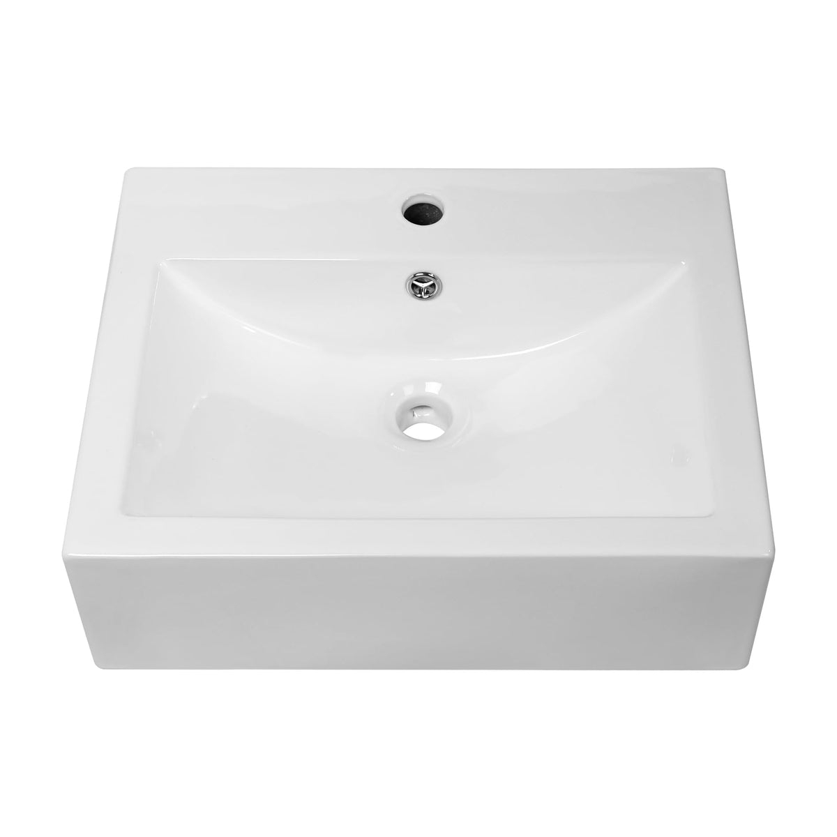 Kichae 16"x12" Vessel Sink Rectangle - Modern Above Matte Black Porcelain Ceramic Bathroom Vessel Vanity Sink Bowl Art Basin