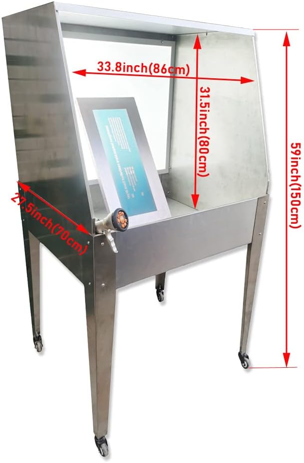 CALCA 40W Screen Printing Steel Washout Booth 33.8in w/Backlit System with 9 Spary Patters