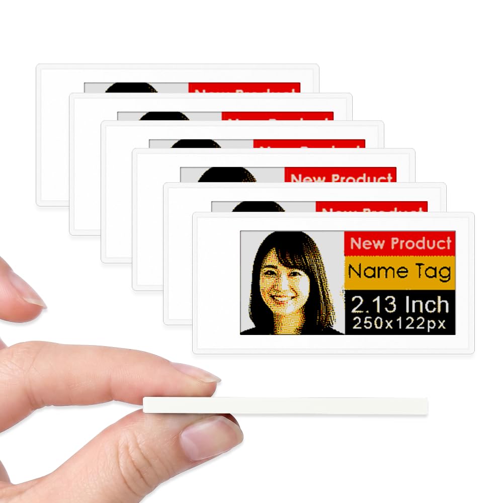 [Santek] EZ Sign NFC E-Paper Display â No Battery, Ultra-Thin 0.13â, Rewritable 4-Color Digital Display, App-Controlled (iOS/Android/PC), IP65 (Silver, 2.9" 6pcs, No Stand and Clip Included)