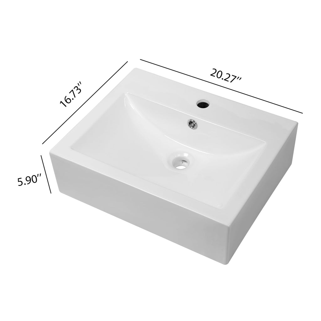 Kichae 16"x12" Vessel Sink Rectangle - Modern Above Matte Black Porcelain Ceramic Bathroom Vessel Vanity Sink Bowl Art Basin