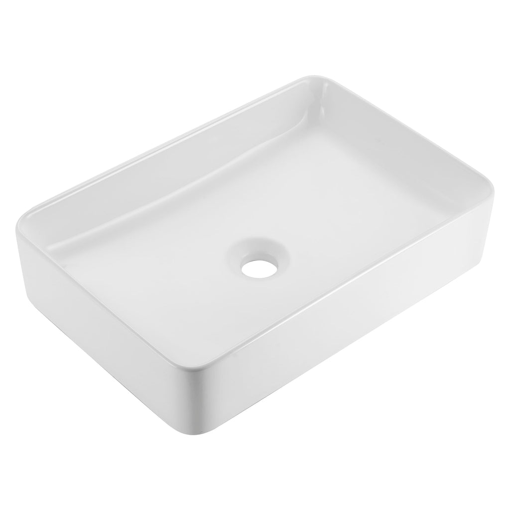 KES Matte Black 20 Inch Bathroom Vessel Sink Above Counter Rectangular Countertop Sink for Cabinet Lavatory Vanity, Ceramic, BVS123S50-BK