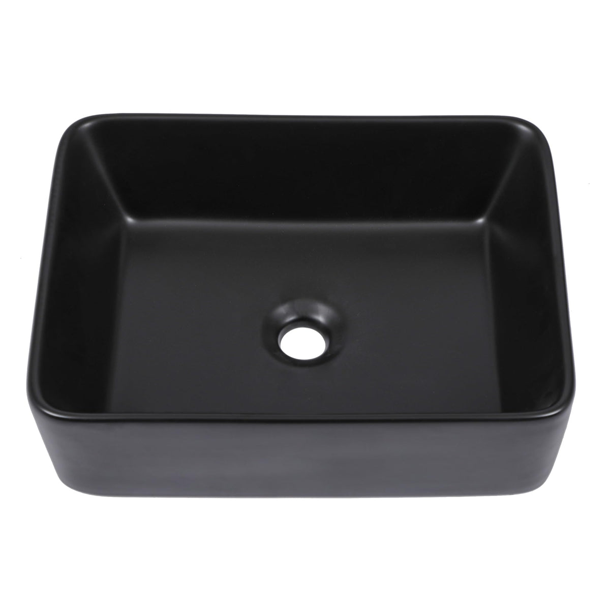 Sarlai Black Vessel Sink Rectangular - 24"x14" Modern Bathroom Vessel Sink Rectangle Above Counter Black Ceramic Porcelain Lavatory Vanity Sink Art Basin