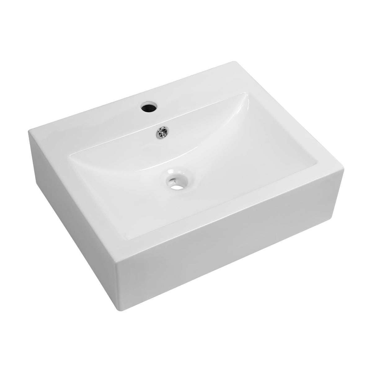 Kichae 16"x12" Vessel Sink Rectangle - Modern Above Matte Black Porcelain Ceramic Bathroom Vessel Vanity Sink Bowl Art Basin