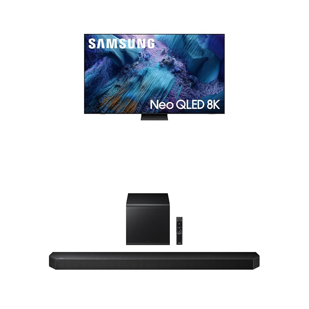 Samsung 85-Inch Class Neo QLED QN990F 8K Mini LED Smart TV (2025 Model) NQ8 AI Gen3 Processor + Samsung Q800F 5.1.2ch Q Series Soundbar + Subwoofer, Wireless Dolby Atmos, (HW-Q800F, 2025)