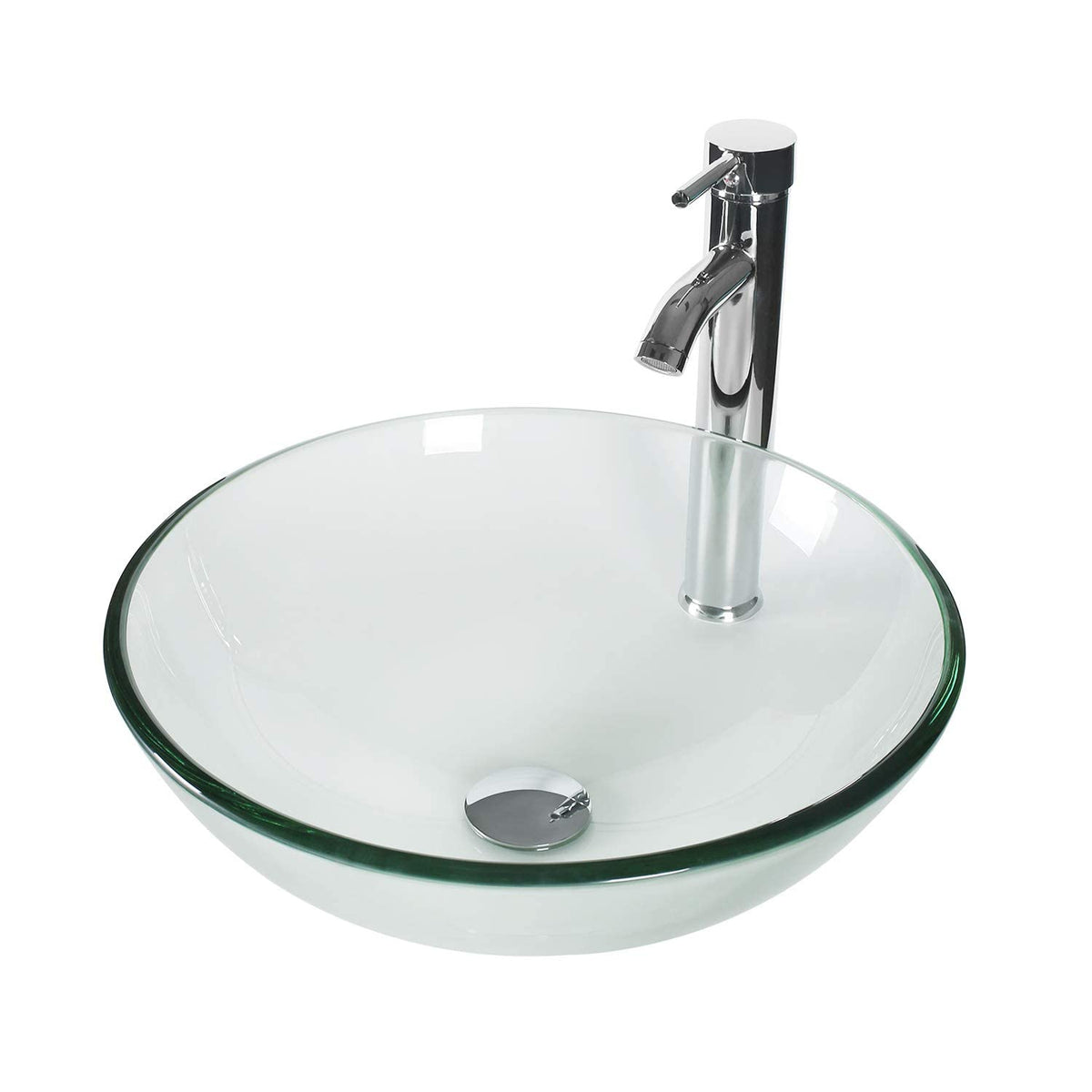 eclife 21.5" Bathroom Vessel Sink Modern Artistic Single Brown Boat Tempered Glass Basin Countertop Bowl Sink for Lavatory Vanity Cabinet, W/Water Save Faucet Pop Up Drain (A29BR)