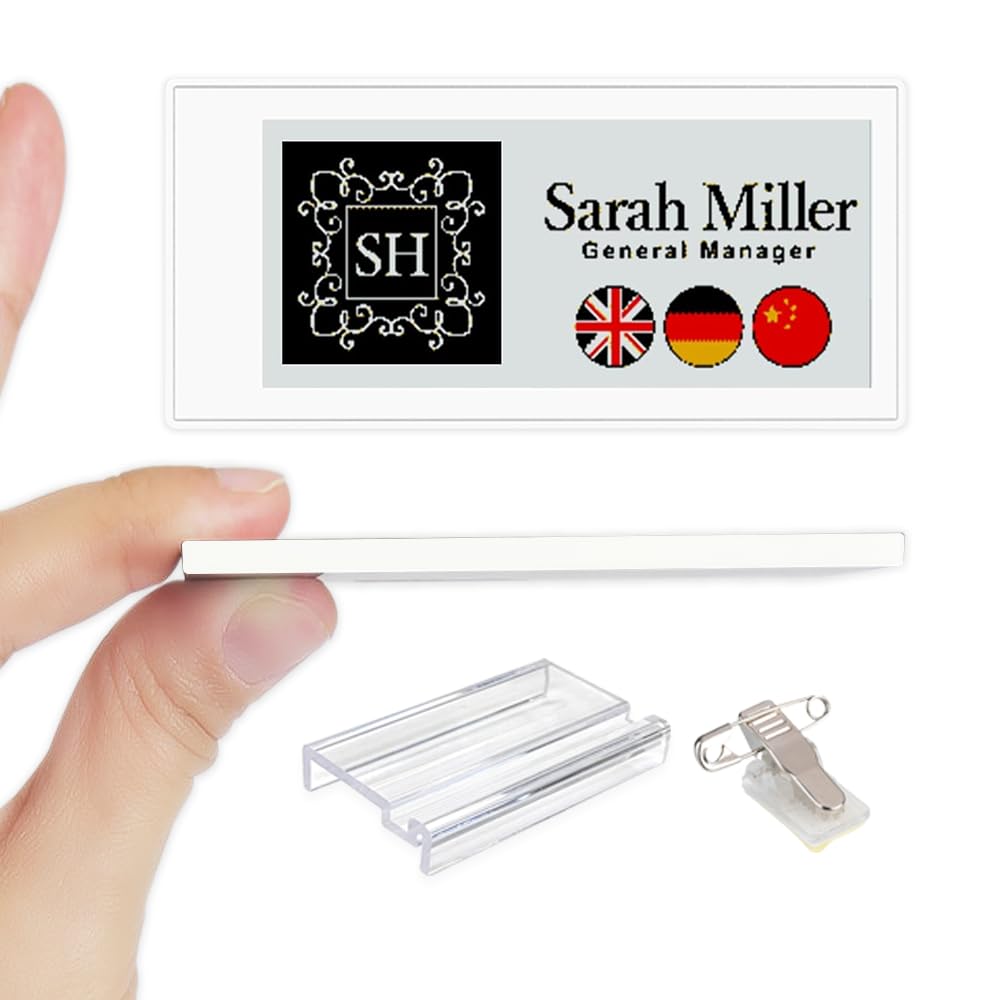 [Santek] EZ Sign NFC E-Paper Display â No Battery, Ultra-Thin 0.13â, Rewritable 4-Color Digital Display, App-Controlled (iOS/Android/PC), IP65 (Silver, 2.9" 6pcs, No Stand and Clip Included)