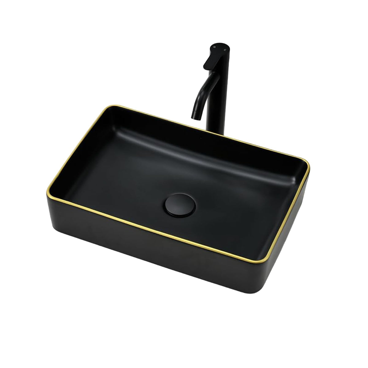 20 inch Black Vessel Sink Rectangular 20x14 Bathroom Above Counter