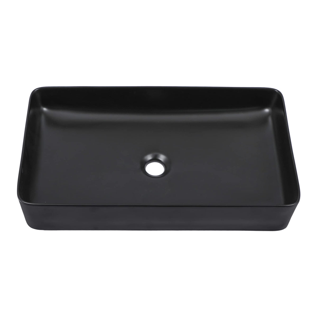 Kichae 16"x12" Vessel Sink Rectangle - Modern Above Matte Black Porcelain Ceramic Bathroom Vessel Vanity Sink Bowl Art Basin