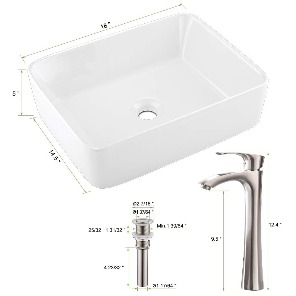 20 inch Black Vessel Sink Rectangular 20x14 Bathroom Above Counter
