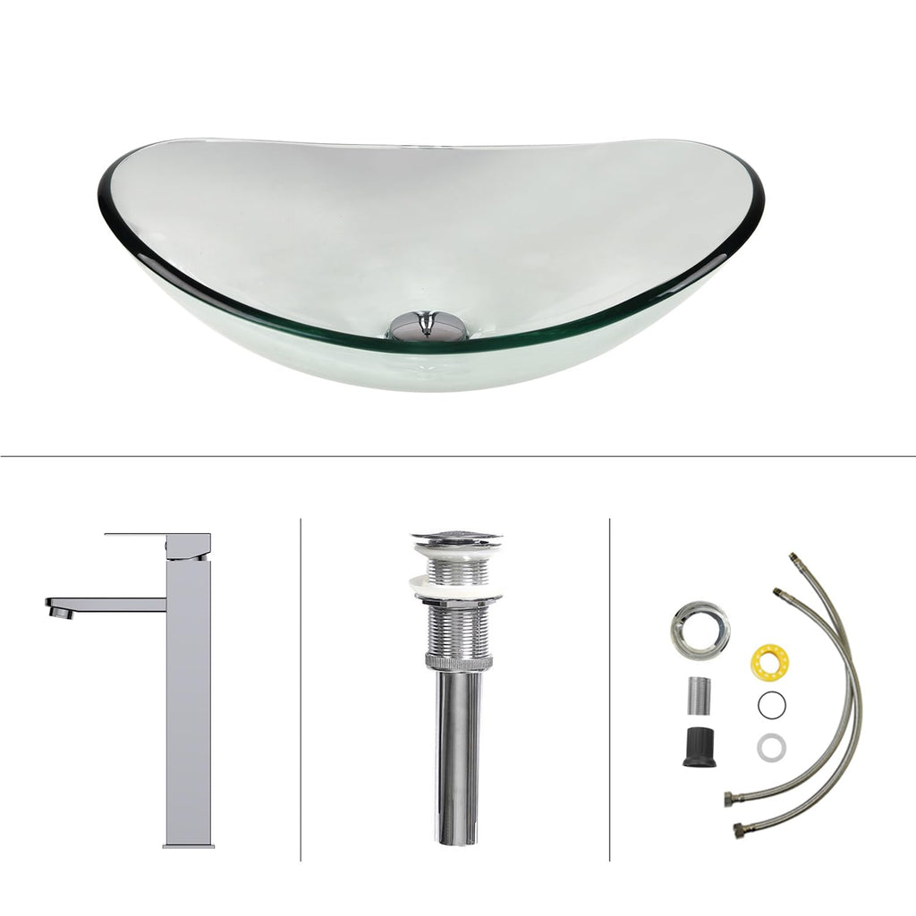 Bathroom Leaf Shape Artistic Glass Vessel Sink, Brown
