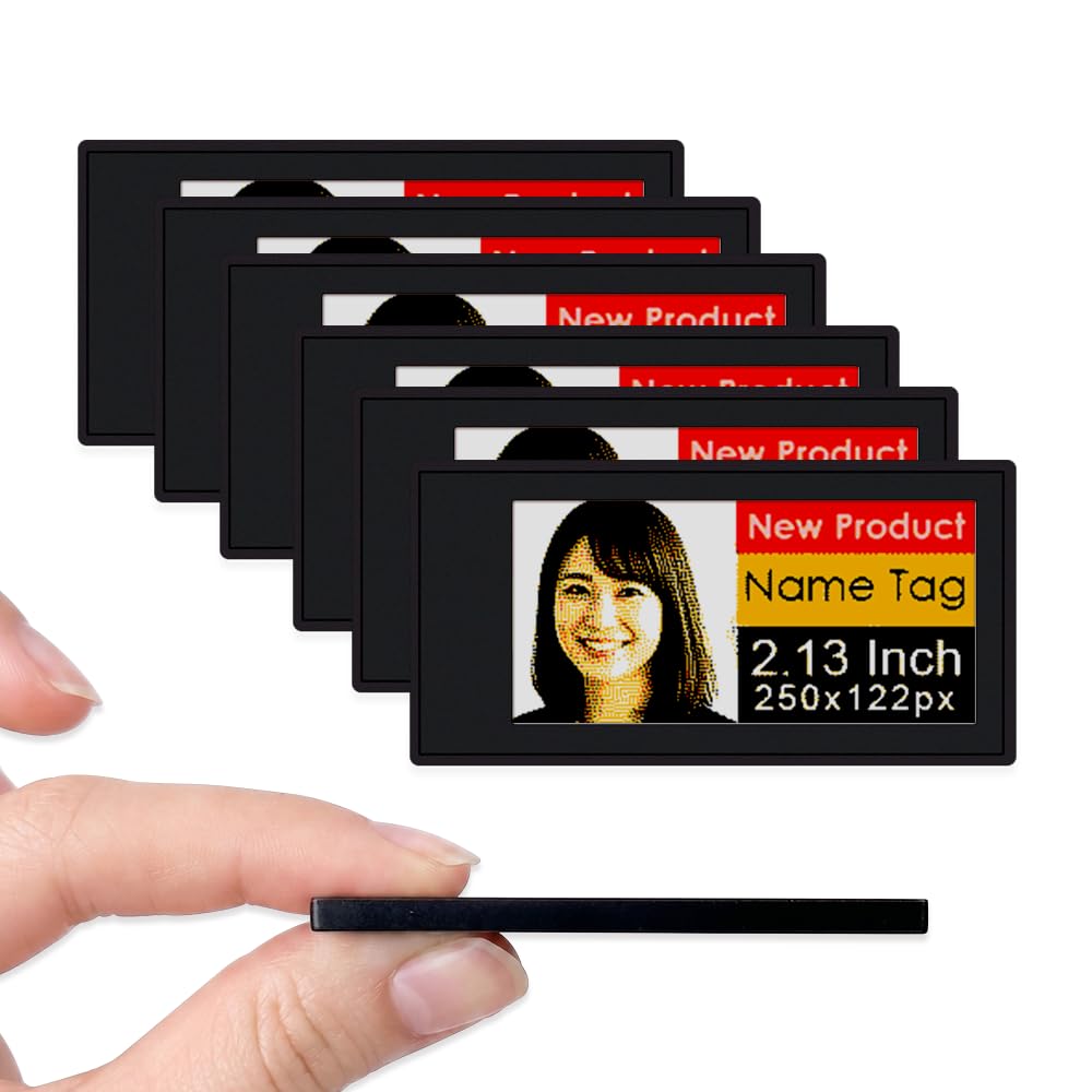 [Santek] EZ Sign NFC E-Paper Display â No Battery, Ultra-Thin 0.13â, Rewritable 4-Color Digital Display, App-Controlled (iOS/Android/PC), IP65 (Silver, 2.9" 6pcs, No Stand and Clip Included)