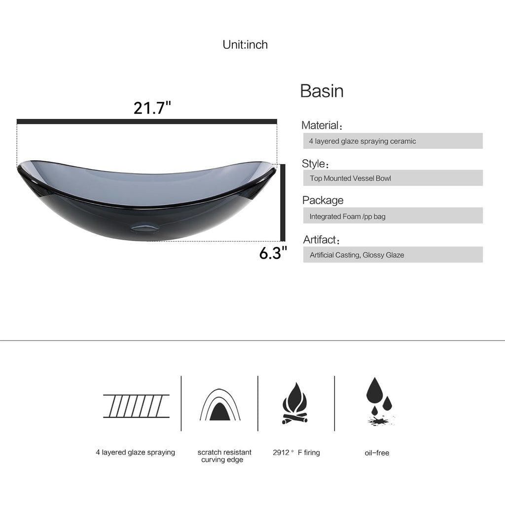 Bathroom Leaf Shape Artistic Glass Vessel Sink, Brown
