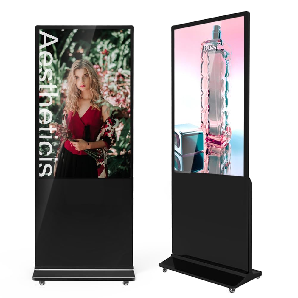 MWE 43 Inch Indoor Floor Standing Digital Signage Advertising Display Kiosk LCD Screen Commercial Totem Android System Vertical Poster with Auto Media Player