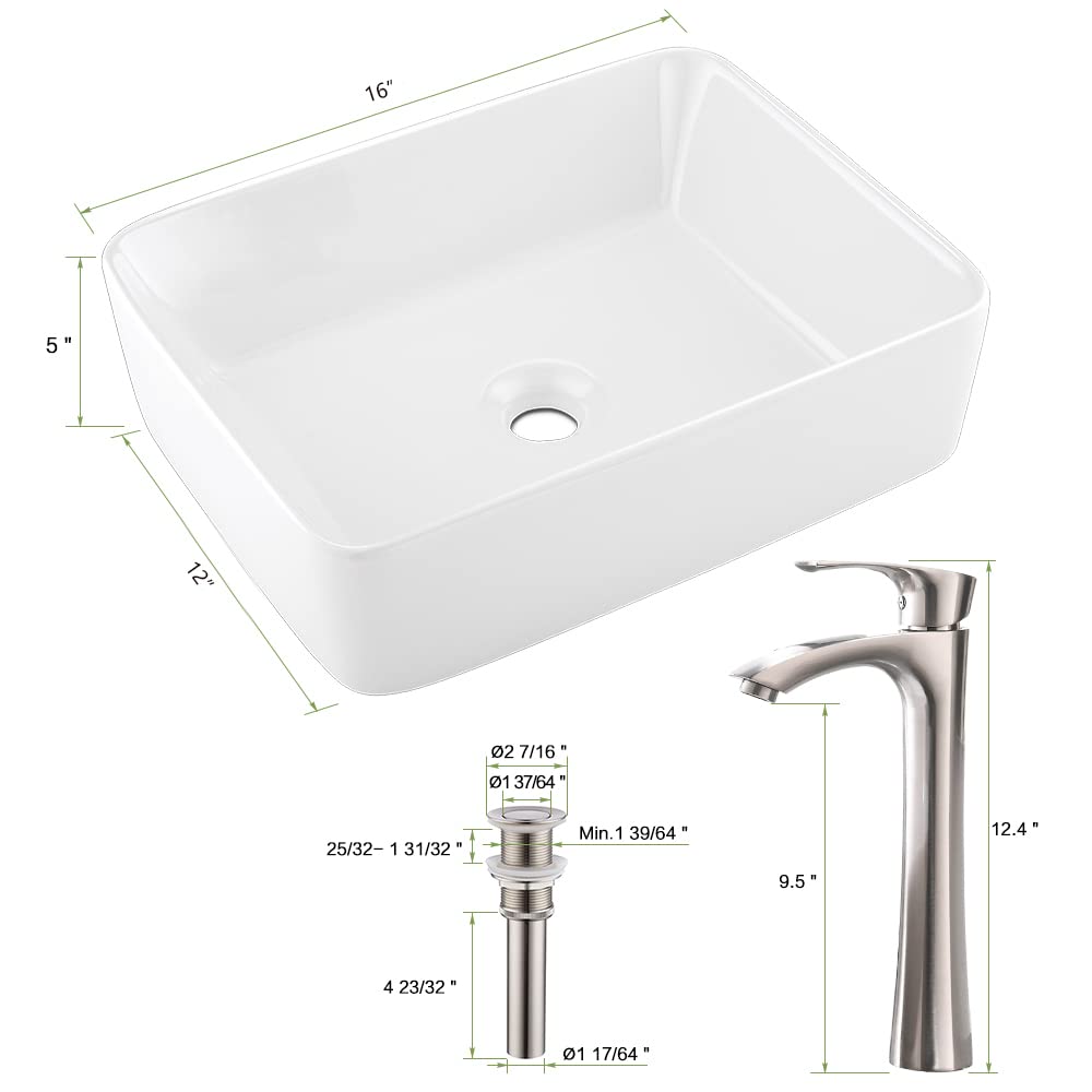 20 inch Black Vessel Sink Rectangular 20x14 Bathroom Above Counter
