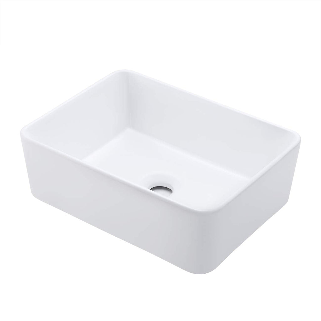 KES Matte Black 20 Inch Bathroom Vessel Sink Above Counter Rectangular Countertop Sink for Cabinet Lavatory Vanity, Ceramic, BVS123S50-BK