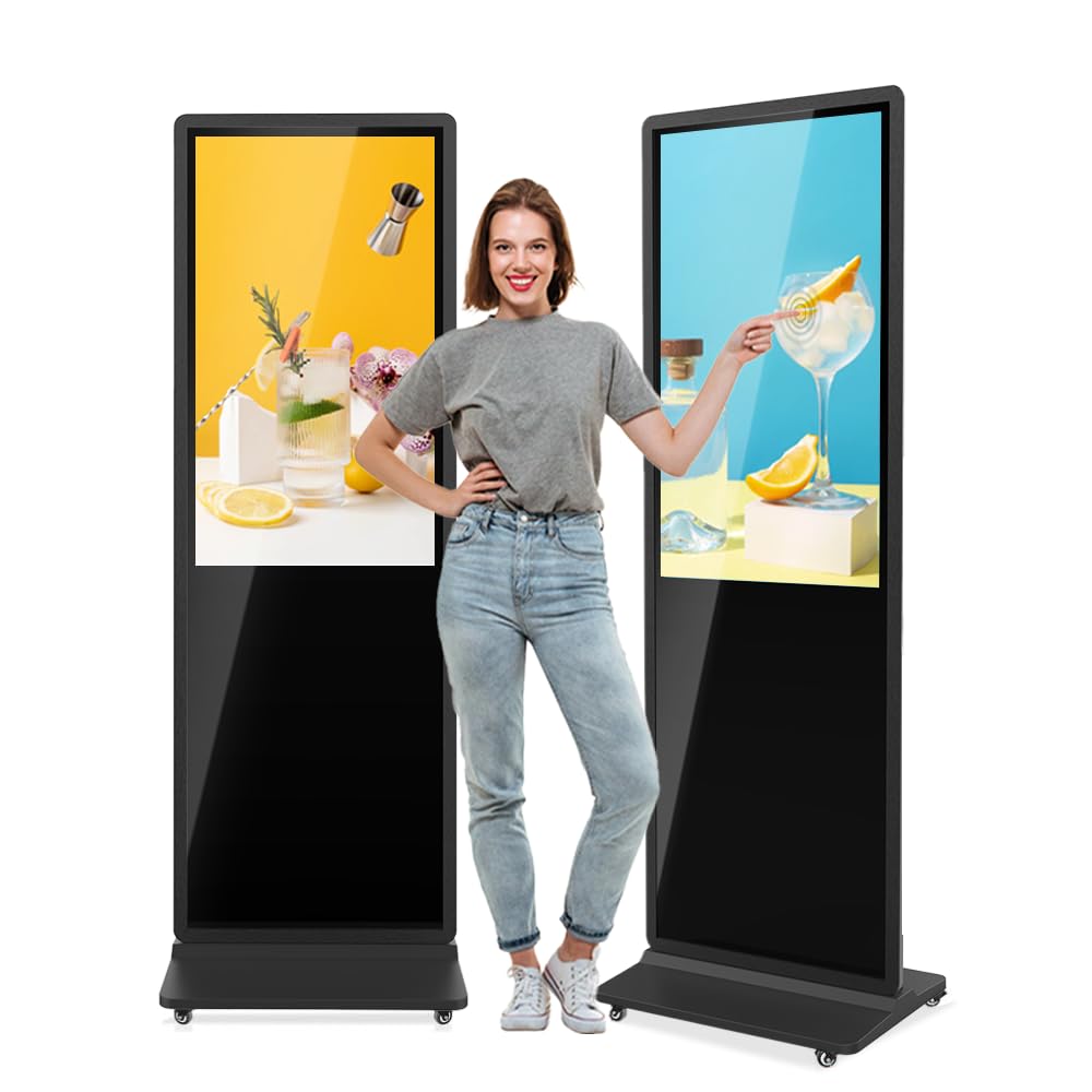 MWE 43 Inch Indoor Floor Standing Digital Signage Advertising Display Kiosk LCD Screen Commercial Totem Android System Vertical Poster with Auto Media Player