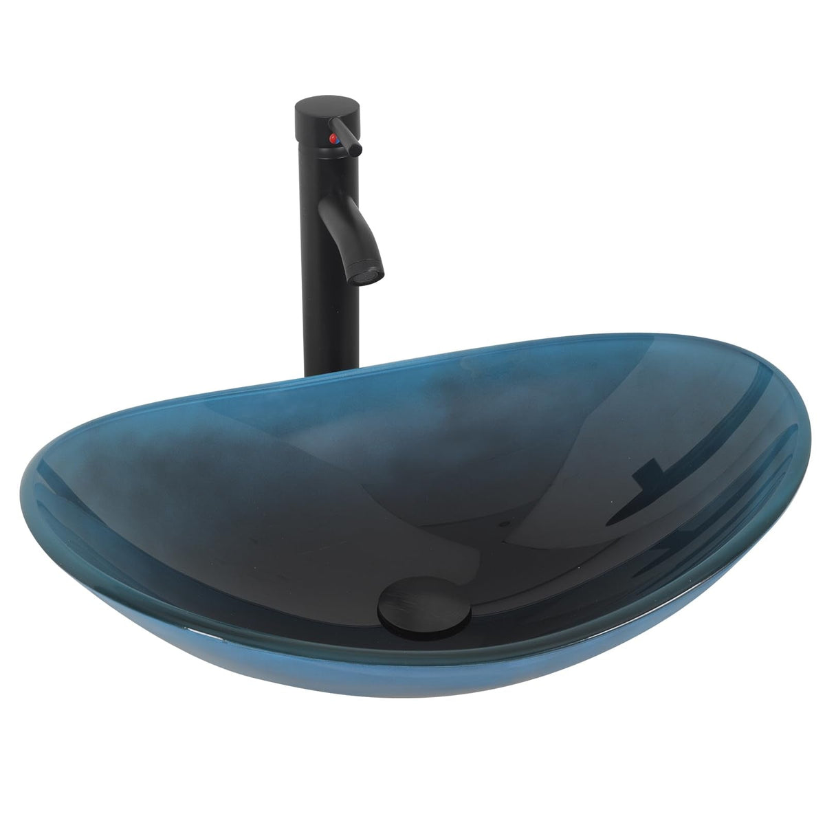 YOURLITE Bathroom Artistic Vessel Sink, Tempered Glass Countertop Bowl Sink