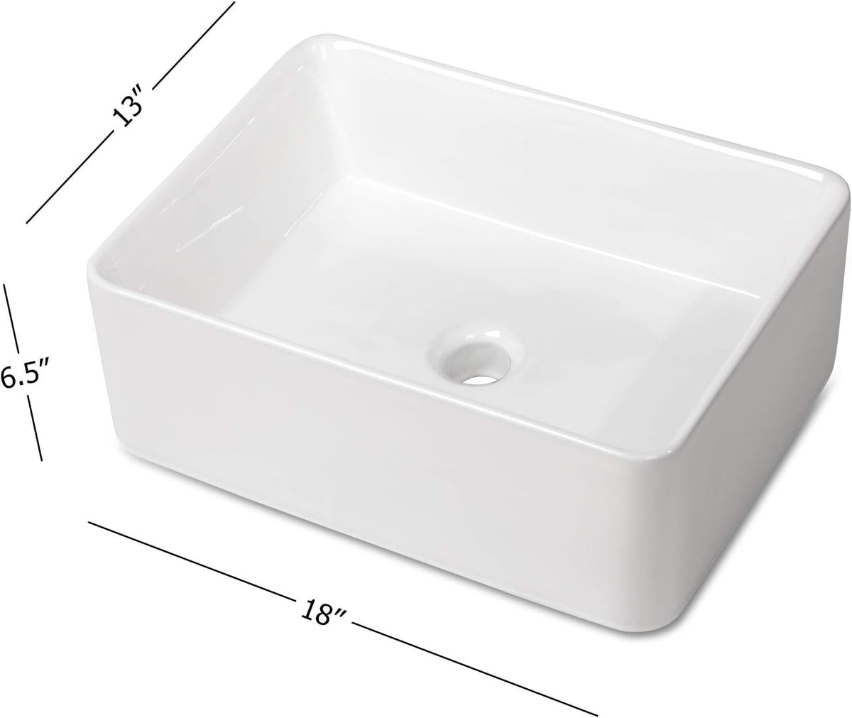 Kichae 16"x12" Vessel Sink Rectangle - Modern Above Matte Black Porcelain Ceramic Bathroom Vessel Vanity Sink Bowl Art Basin