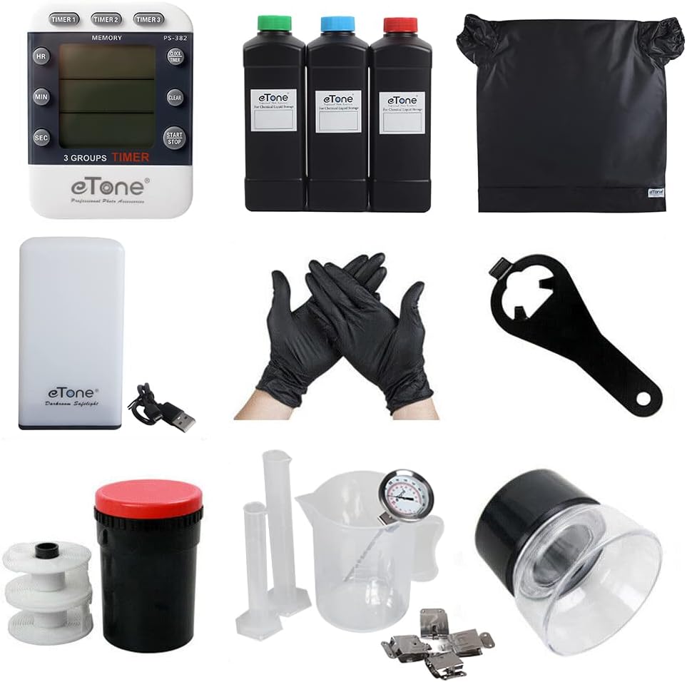 Darkroom Developing Equipment Kit Film Processing 120 135 35mm Color B&W Film Film Changing Bag Developing Tank