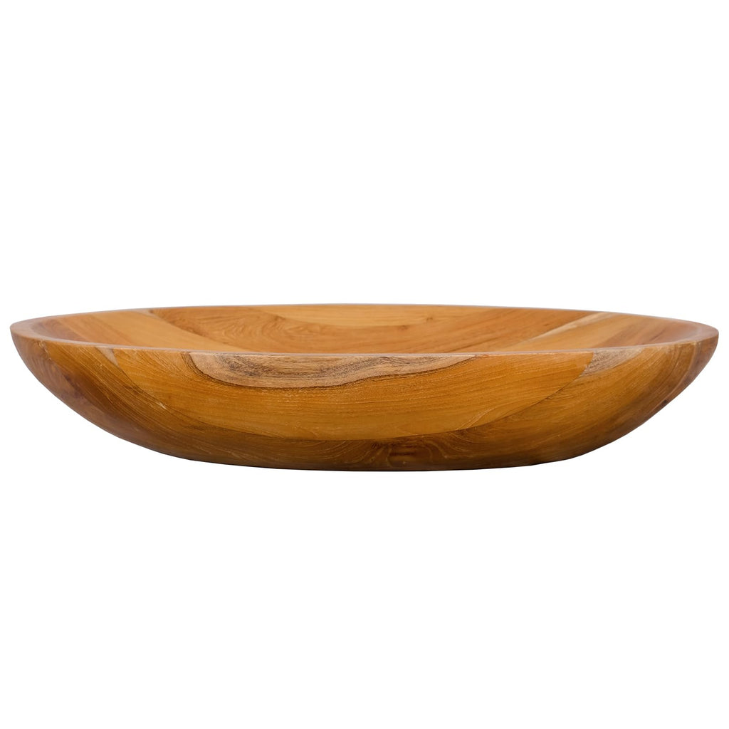 Giantex Teak Wood Vessel Sink - Bathroom Washbasin with Smooth Finish, Round Corner, 2.5â Drain Hole for 1 5/8" Drainage, Above Counter Vanity Sinks, No Assembly Art Basin (16â x 16â x 4â Bowl-shaped)