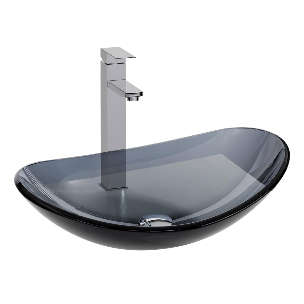 Bathroom Leaf Shape Artistic Glass Vessel Sink, Brown