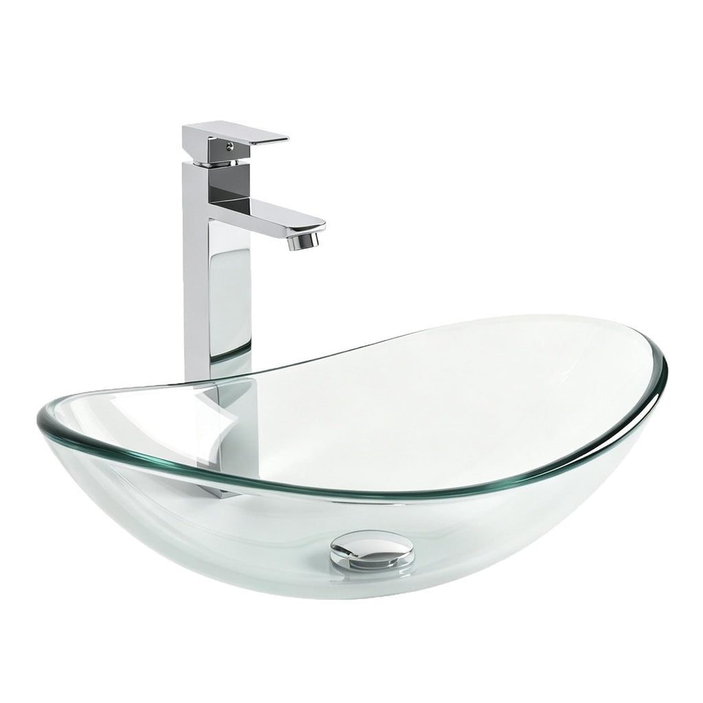 Bathroom Leaf Shape Artistic Glass Vessel Sink, Brown