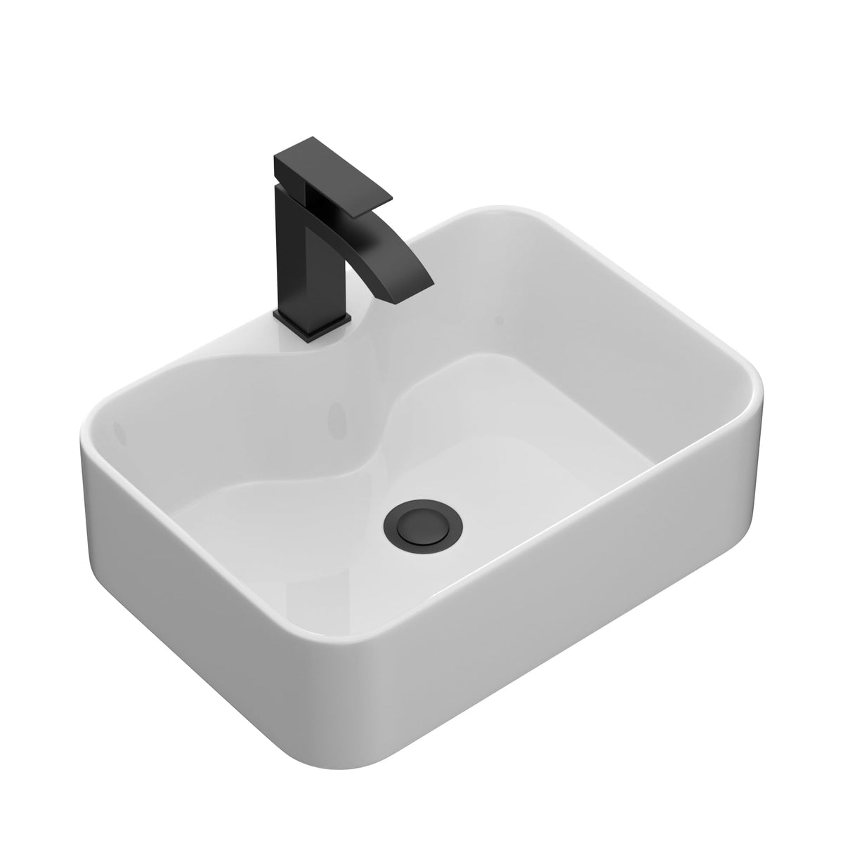 Lordear Wall Mounted Vessel Sink 16x11 Inch, U-Shape White Porcelain Bathroom Sink with Black Faucet and Support Pedestal Legs, Wall Hung Vanity Sink with Towel Rack for Small Bathrooms