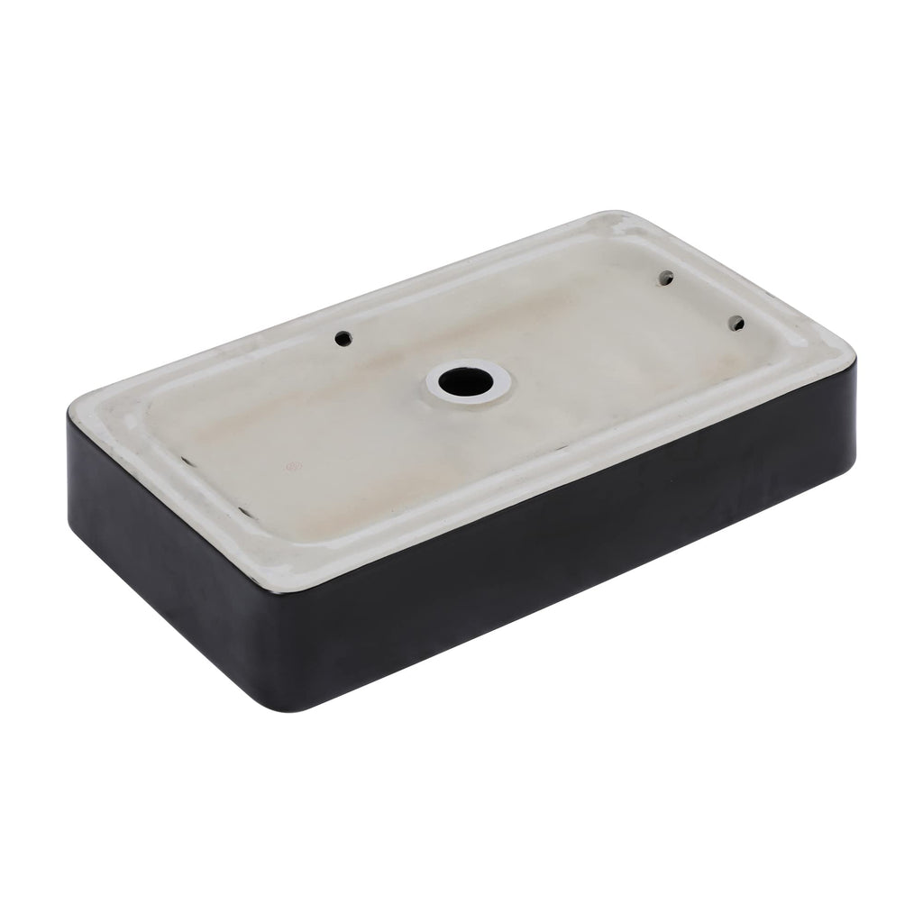 Kichae 16"x12" Vessel Sink Rectangle - Modern Above Matte Black Porcelain Ceramic Bathroom Vessel Vanity Sink Bowl Art Basin